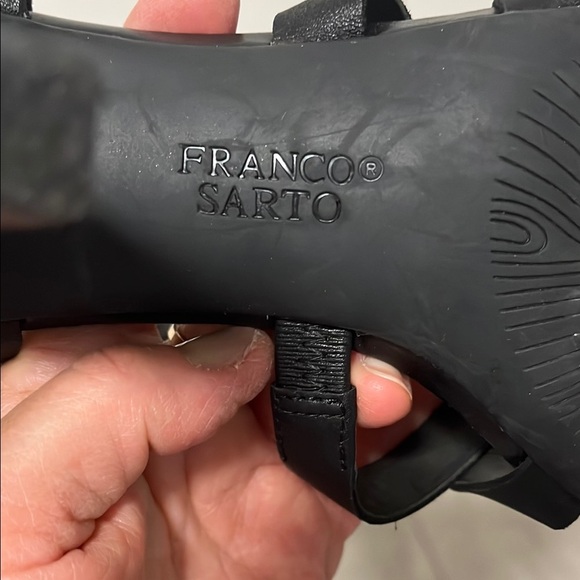 FRANCO SARTO Black Leather Strappy Heel Sandals, Size 8.5 - Picture 5 of 8